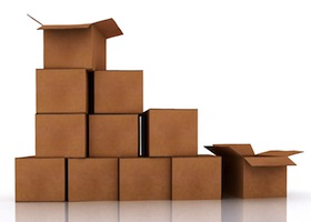 boxes stacked up solated over a white background